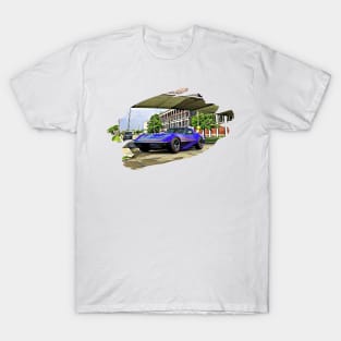 Vintage Stingray Purple Detroit Print T-Shirt